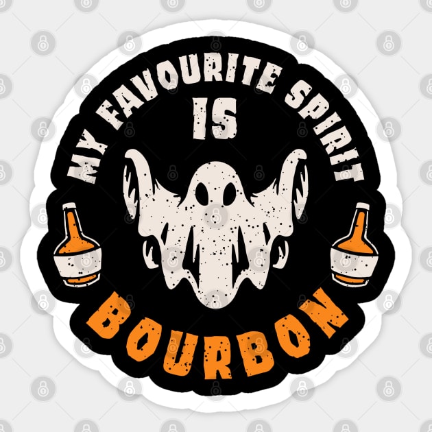 my favorite spirit is bourbon funny halloween drinking design for bourbon lovers and people who love to drink Sticker by A Comic Wizard